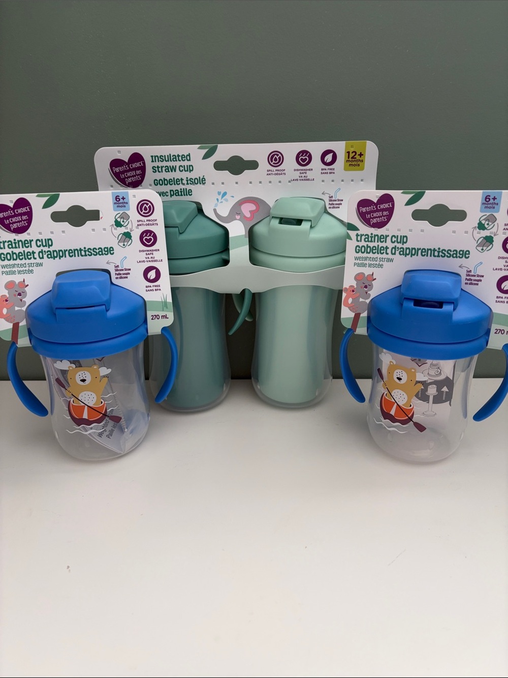 Mint & Blue Kids Trainer and Insulated Straw Cup Set